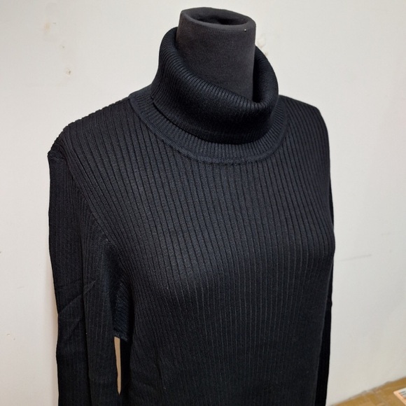 NWT! Women's Long Sleeve Bodycon Sweater Turtleneck Dress, Black - Picture 4 of 8